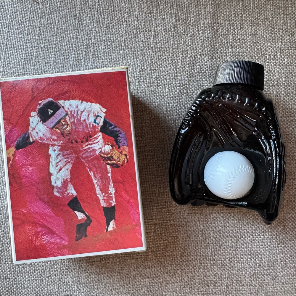 Avon Black Baseball Glove Decor with White Ball